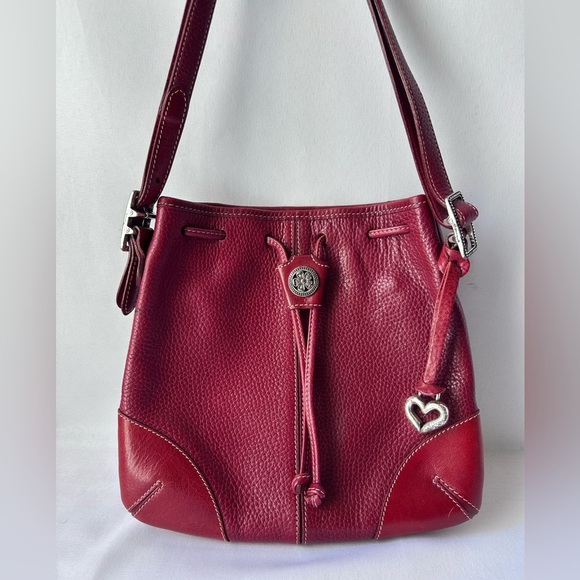 Brighton Handbags - Brighton pebble leather Burgundy Shoulder Bag